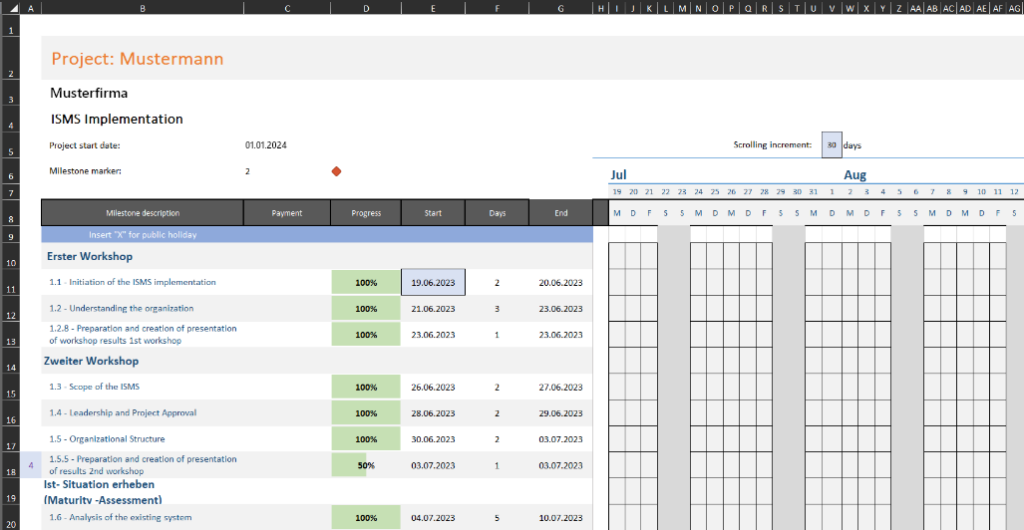 Ein beispielhafter Projektplan